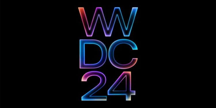 WWDC 24 logo featuring gradient letters with a futuristic, neon-like glow on a black background, representing Apple's annual Worldwide Developers Conference 2024, where significant updates to iOS 18, Siri AI enhancements, and an AI-powered App Store are expected.